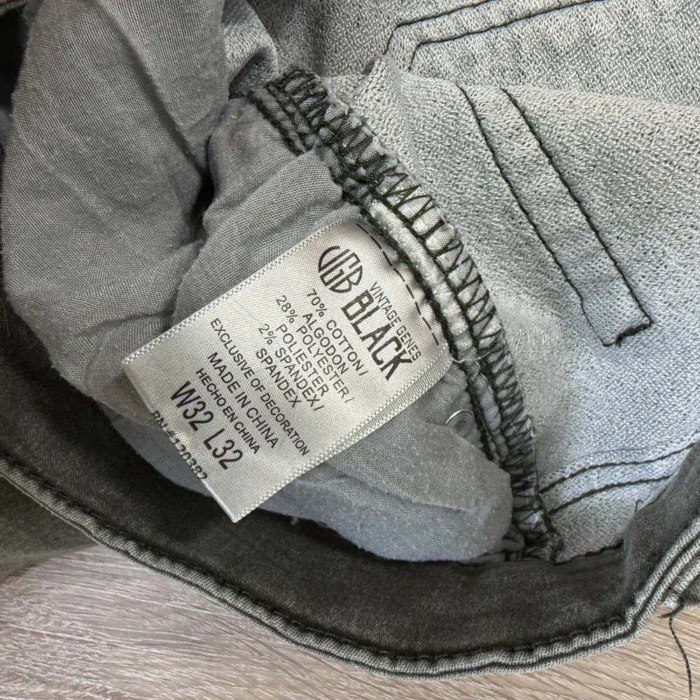 Vintage Genes Black Mens Skinny Jeans 32x32 Green Gray Tapered Stretch